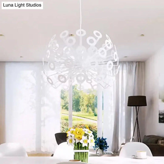 Modern Stylish Aluminum Pendant Light In White With Peacock Feather Element 18/21.5 Width
