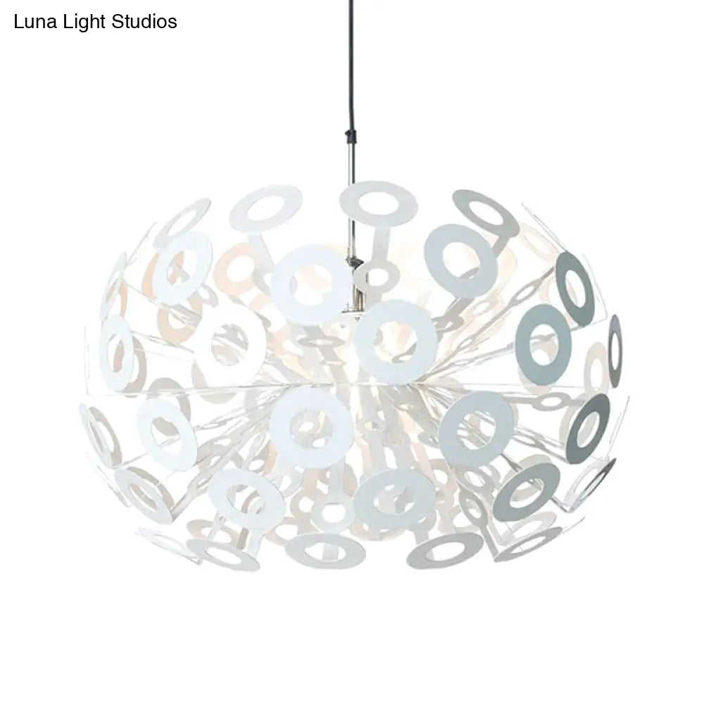 Modern Stylish Aluminum Pendant Light In White With Peacock Feather Element 18/21.5 Width