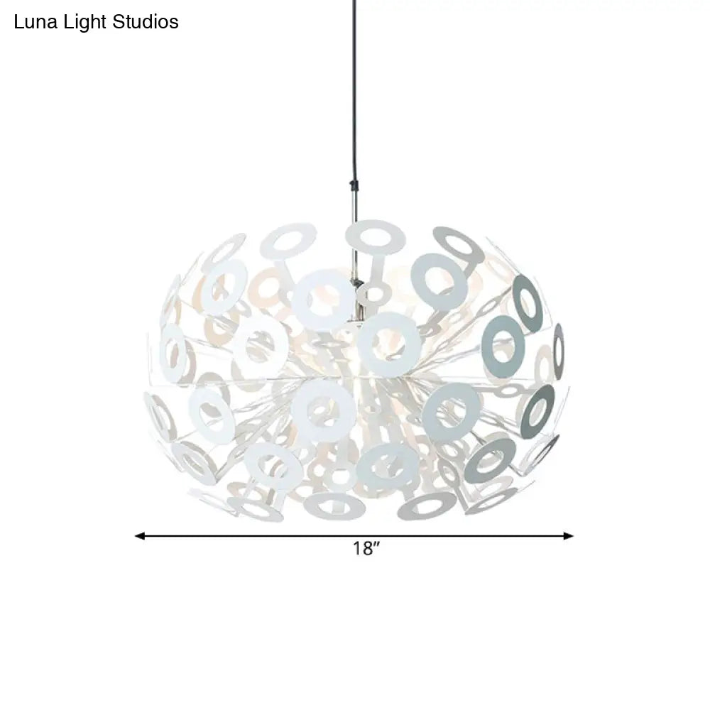 Modern Stylish Aluminum Pendant Light In White With Peacock Feather Element 18/21.5 Width