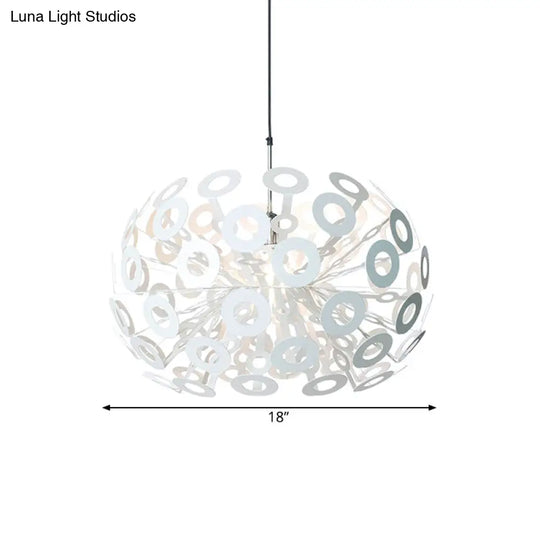 Modern Stylish Aluminum Pendant Light In White With Peacock Feather Element 18/21.5 Width