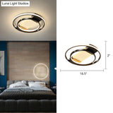 Stylish Bedroom Glow: Black Metallic Led Flush Mount Ceiling Light With A Simple Halo Design