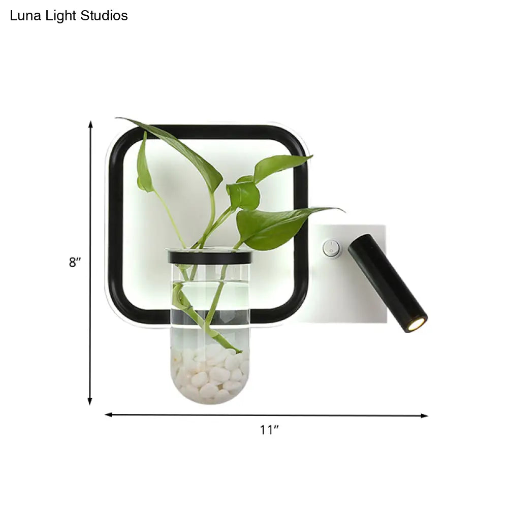 Stylish Bedroom Sconce Light With Clear Glass Led In Warm/White - Industrial Black Wall Lighting