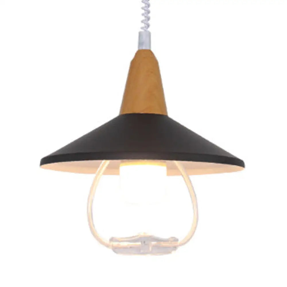 Stylish Black/Blue Conic Shade Hanging Lamp: Macaron-Inspired Metal Pendant Light For Dining Table