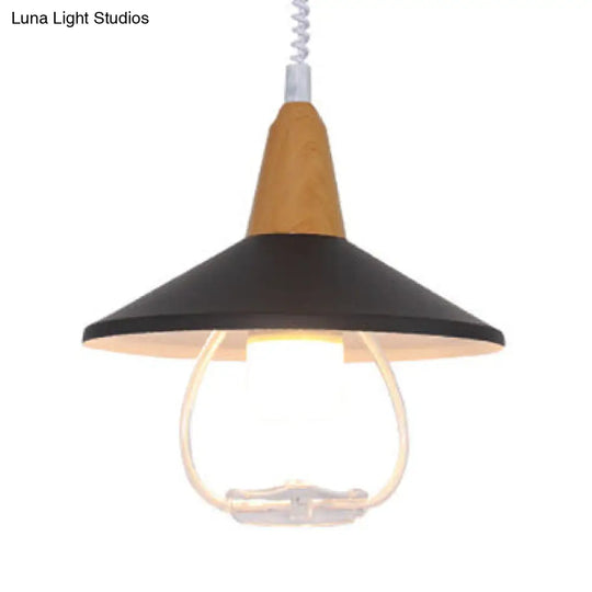 Conic Shade Hanging Lamp - Black/Blue Macaron Metal Pendant Light For Dining Tables Black