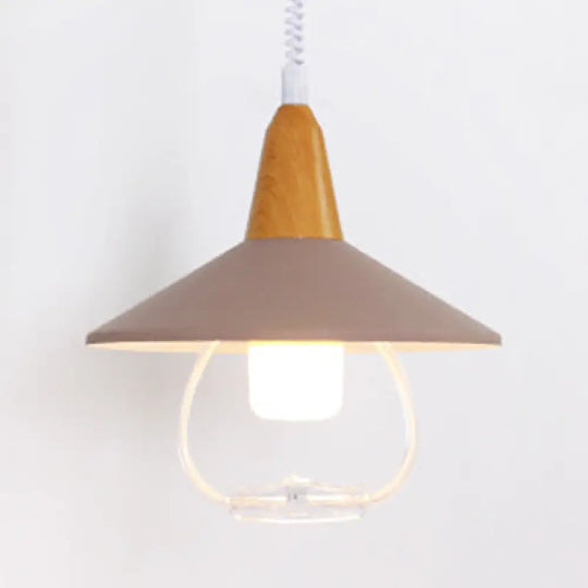 Stylish Black/Blue Conic Shade Hanging Lamp: Macaron-Inspired Metal Pendant Light For Dining Table