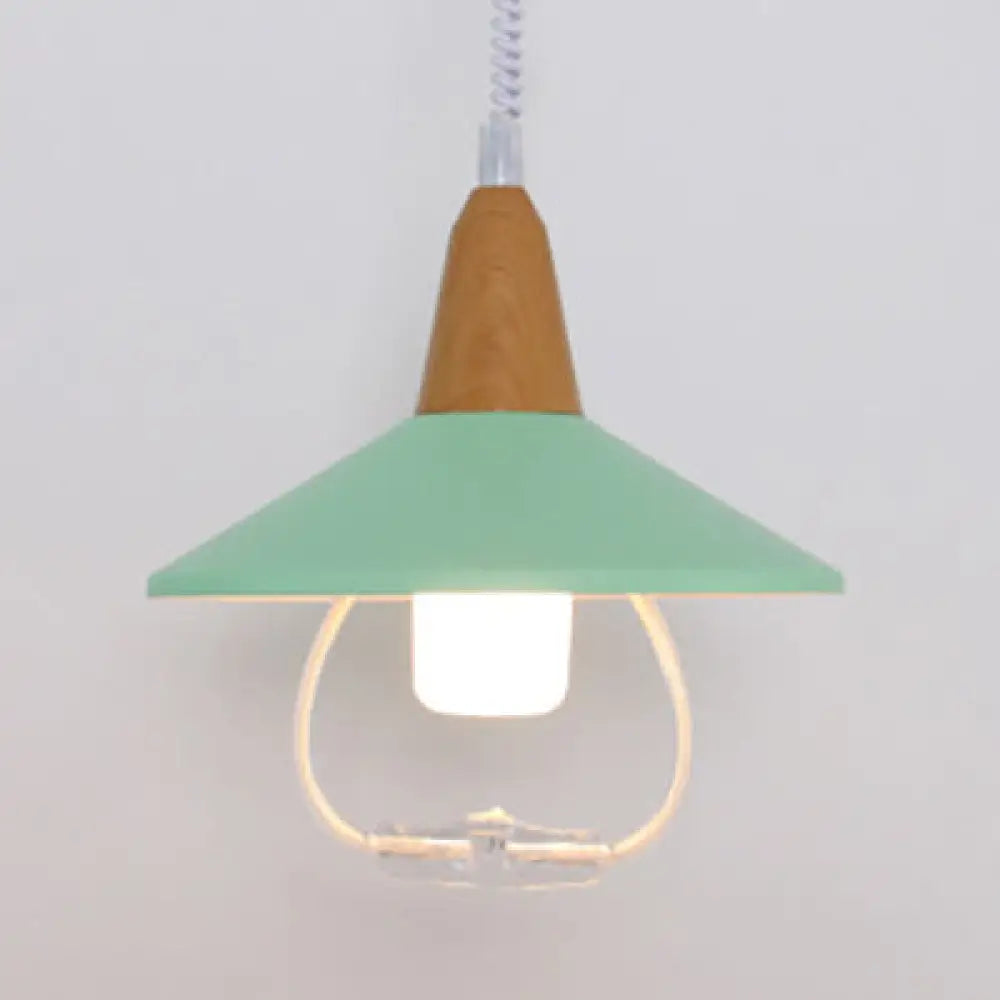 Stylish Black/Blue Conic Shade Hanging Lamp: Macaron-Inspired Metal Pendant Light For Dining Table