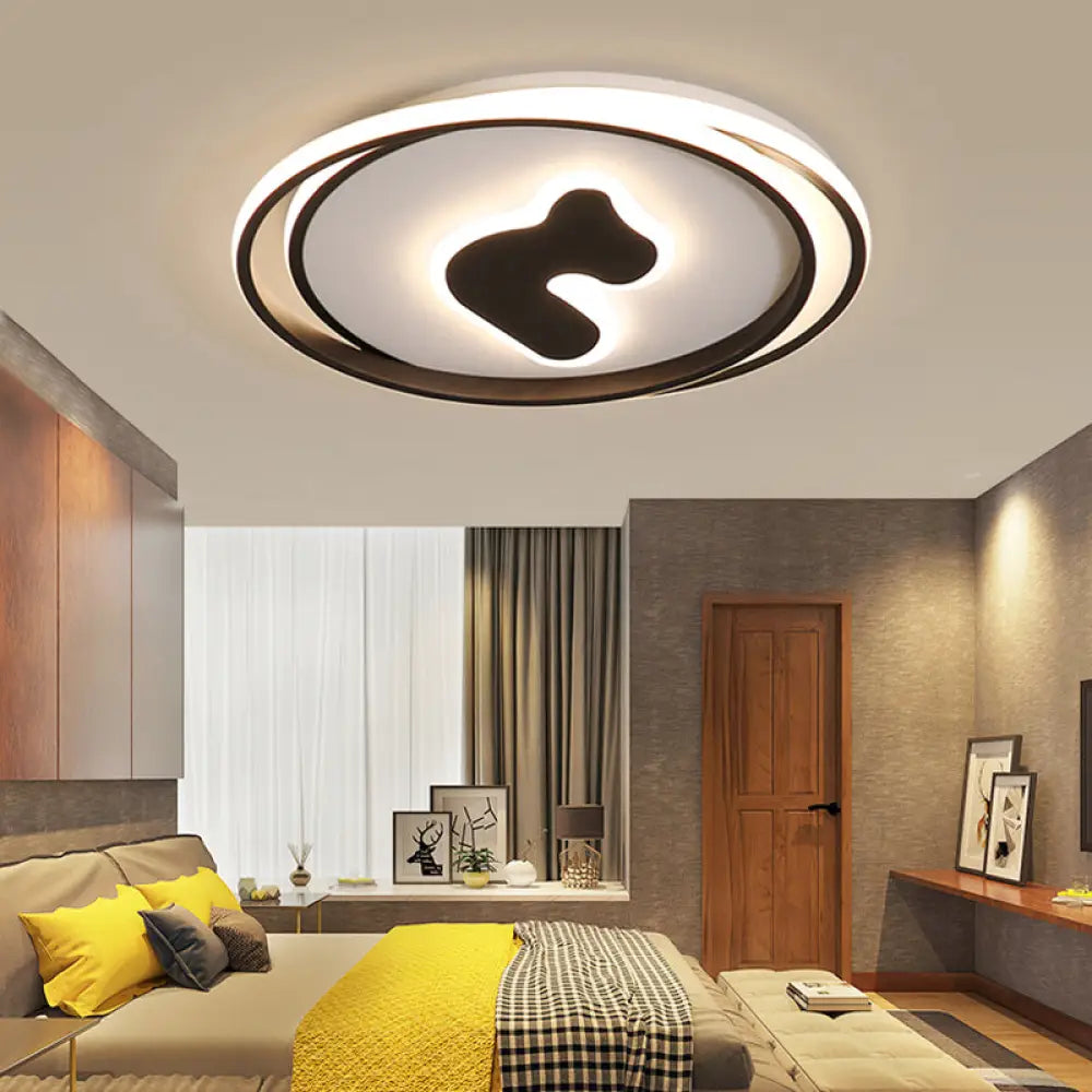 Stylish Black Flush Ceiling Light Acrylic Led Lamp For Child Bedroom And Hallway / B