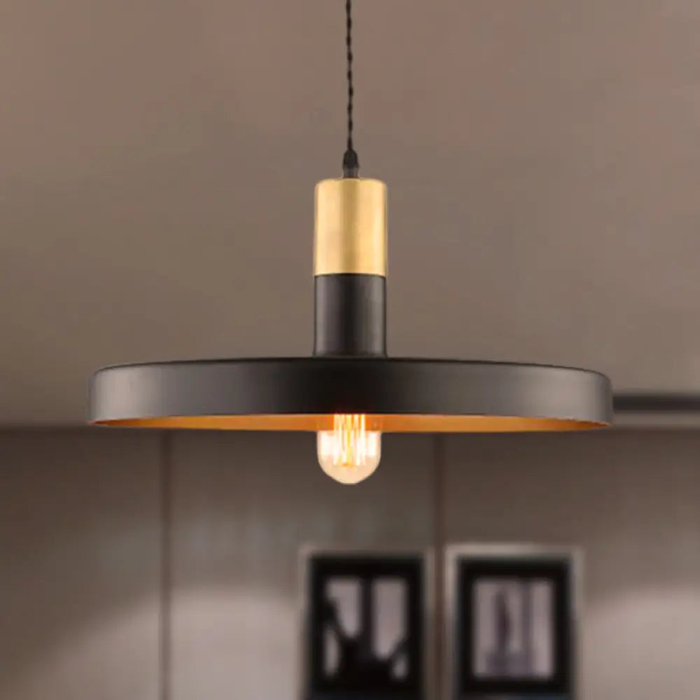 Stylish Black Pendant Light With Round Metal Shade - Perfect For Dining Rooms