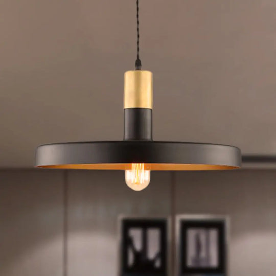 Stylish Black Pendant Light With Round Metal Shade - Perfect For Dining Rooms