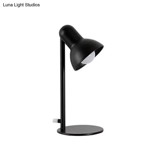 Stylish Black/White Metal Dome Shade Desk Lamp With Standing Bedside Lighting - Loft Design 1 Bulb