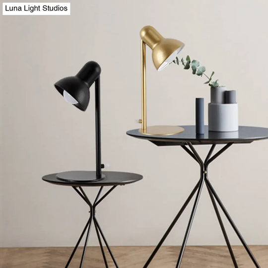 Stylish Black/White Metal Dome Shade Desk Lamp With Standing Bedside Lighting - Loft Design 1 Bulb