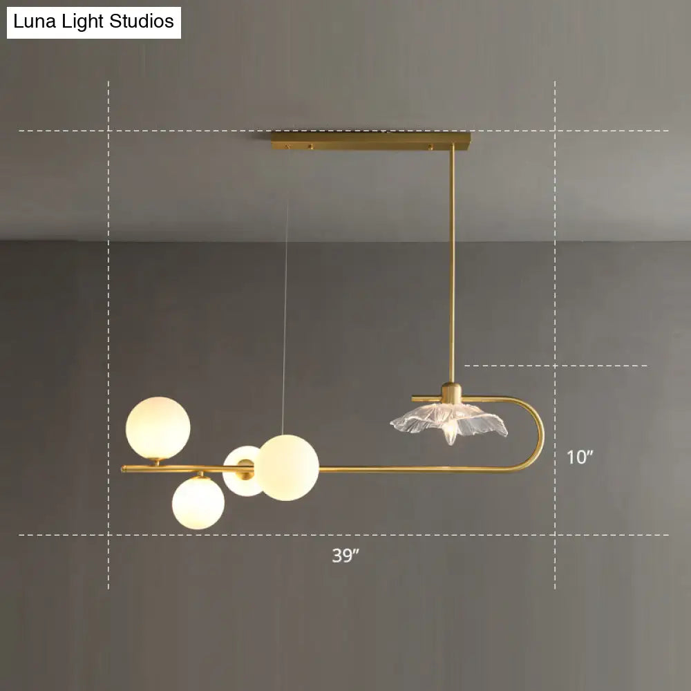 Stylish Brass Finish Postmodern Suspension Lamp With Glass Shade - Creative Island Light Featuring