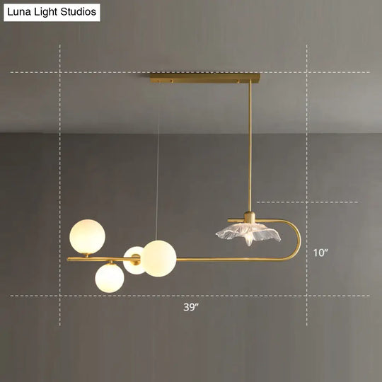 Stylish Brass Finish Postmodern Suspension Lamp With Glass Shade - Creative Island Light Featuring