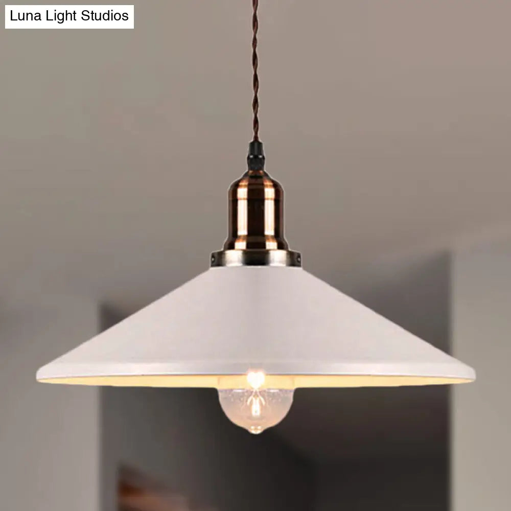 Stylish Metal Pendant Light With Cone/Saucer/Dome Shade - Loft Design In White Ideal For Restaurants