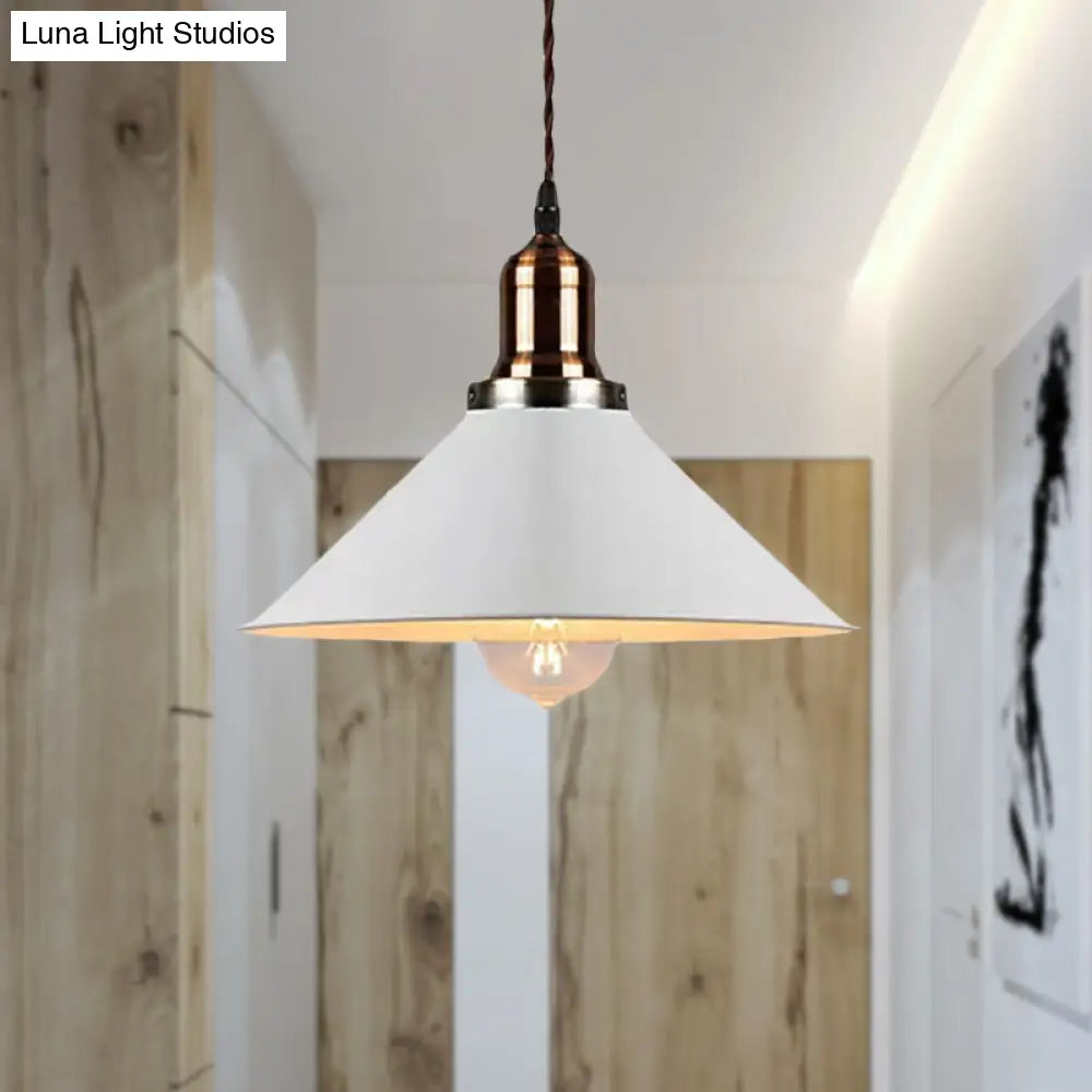 Stylish Metal Pendant Light With Cone/Saucer/Dome Shade - Loft Design In White Ideal For Restaurants