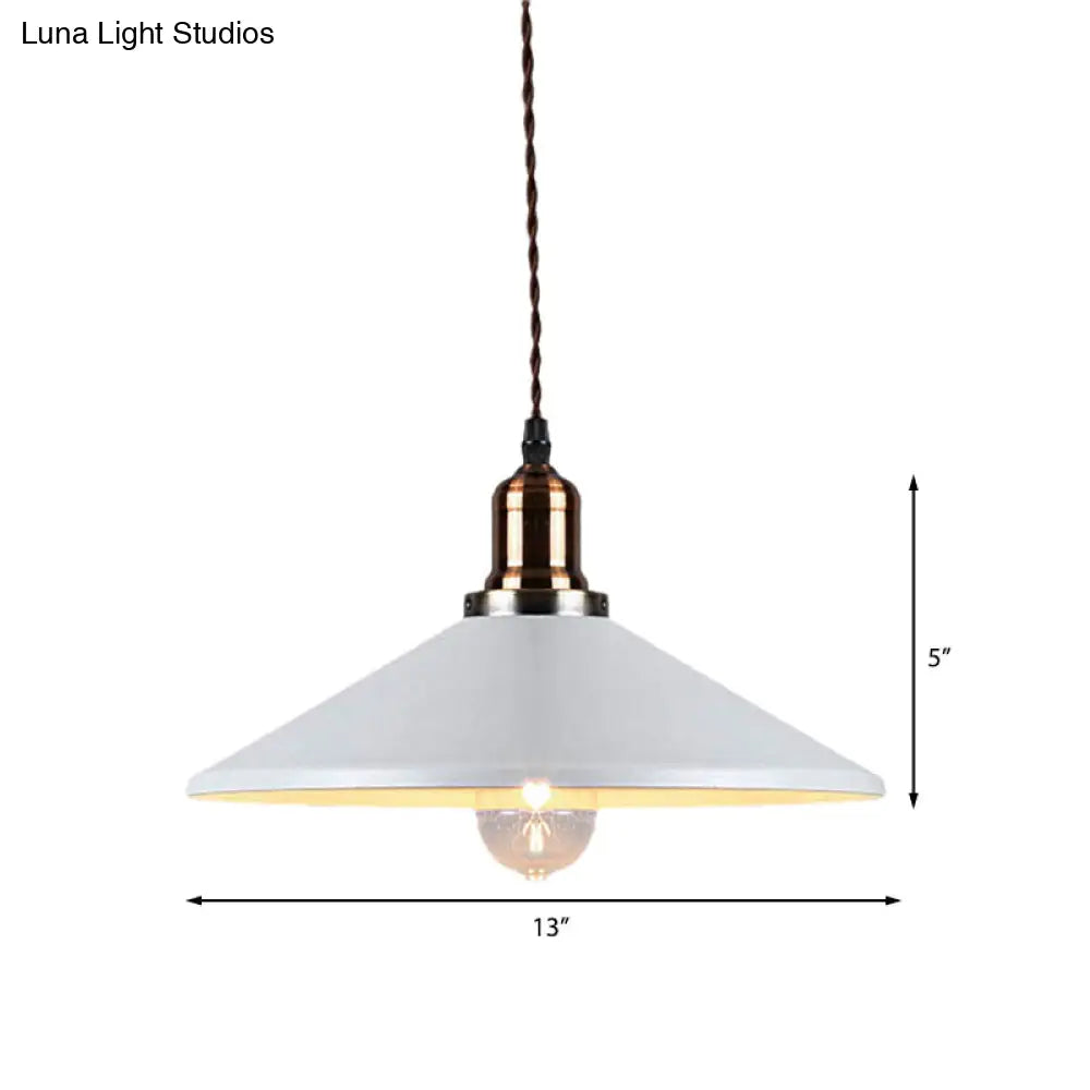 Stylish Metal Pendant Light With Cone/Saucer/Dome Shade - Loft Design In White Ideal For Restaurants