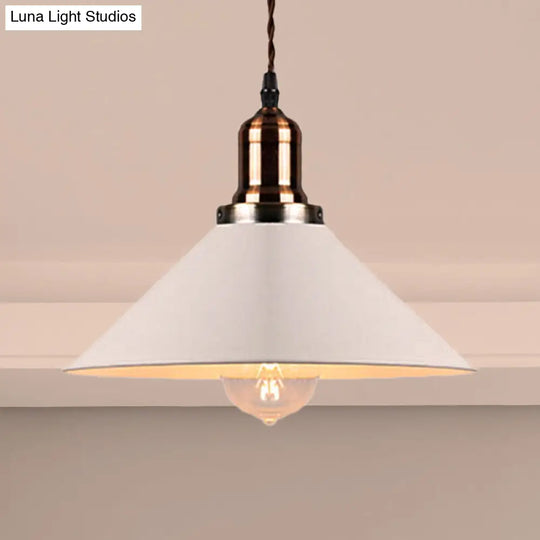 Stylish Metal Pendant Light With Cone/Saucer/Dome Shade - Loft Design In White Ideal For Restaurants