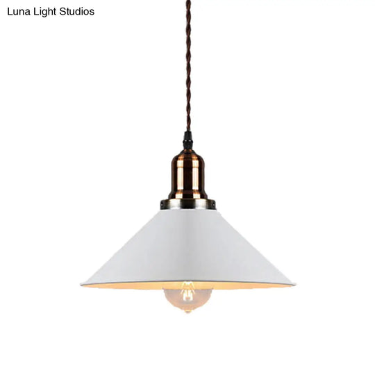 Stylish Metal Pendant Light With Cone/Saucer/Dome Shade - Loft Design In White Ideal For Restaurants