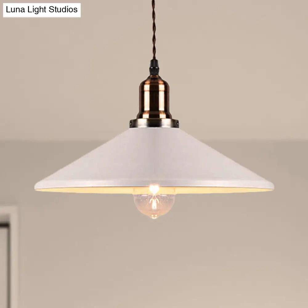 Stylish Metal Pendant Light With Cone/Saucer/Dome Shade - Loft Design In White Ideal For Restaurants