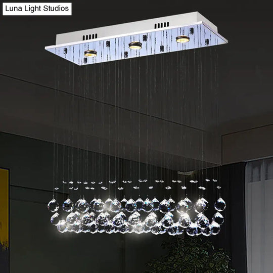 Stylish Crystal Ball Led Flush Light - Contemporary Chrome Ceiling Mount Lamp For Dining Room