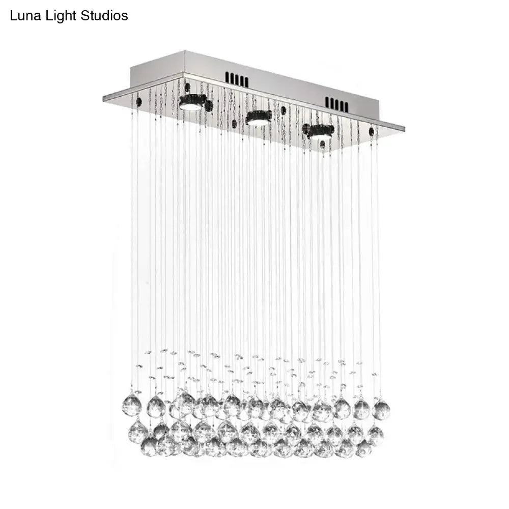 Stylish Crystal Ball Led Flush Light - Contemporary Chrome Ceiling Mount Lamp For Dining Room