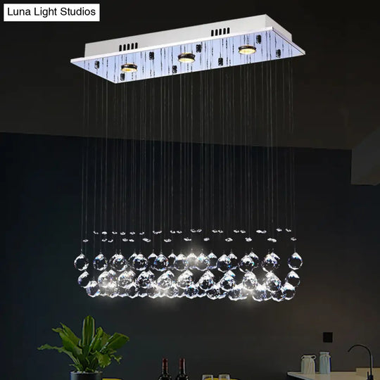 Stylish Crystal Ball Led Flush Light - Contemporary Chrome Ceiling Mount Lamp For Dining Room