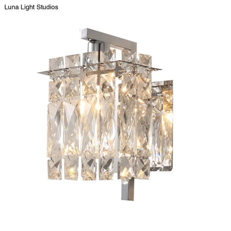 Stylish Crystal Rectangle Wall Light In Gold/Chrome For Modern Bedrooms