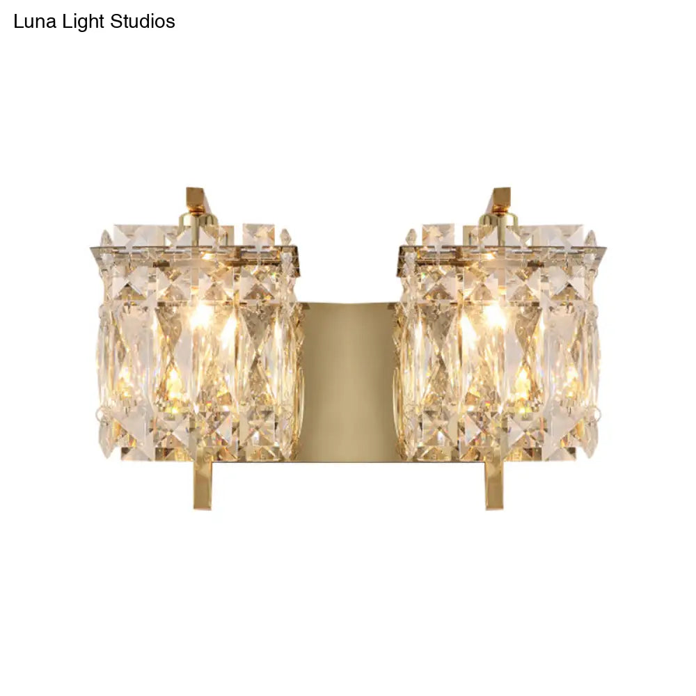 Stylish Crystal Rectangle Wall Light In Gold/Chrome For Modern Bedrooms