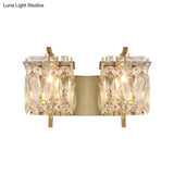 Stylish Crystal Rectangle Wall Light In Gold/Chrome For Modern Bedrooms