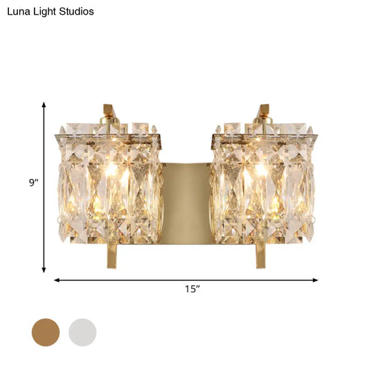 Stylish Crystal Rectangle Wall Light In Gold/Chrome For Modern Bedrooms