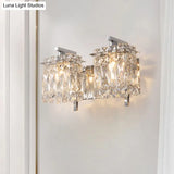 Stylish Crystal Rectangle Wall Light In Gold/Chrome For Modern Bedrooms