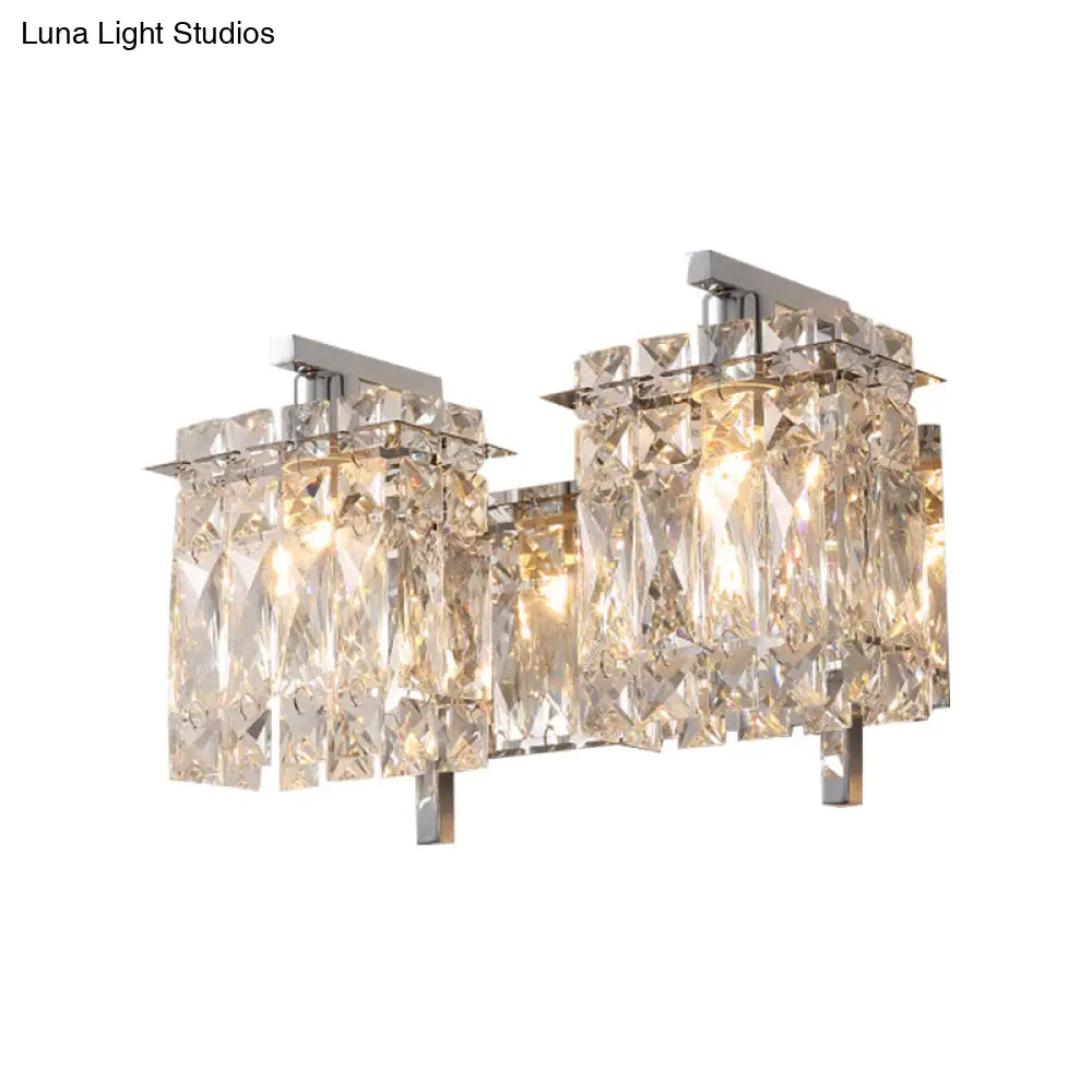 Stylish Crystal Rectangle Wall Light In Gold/Chrome For Modern Bedrooms