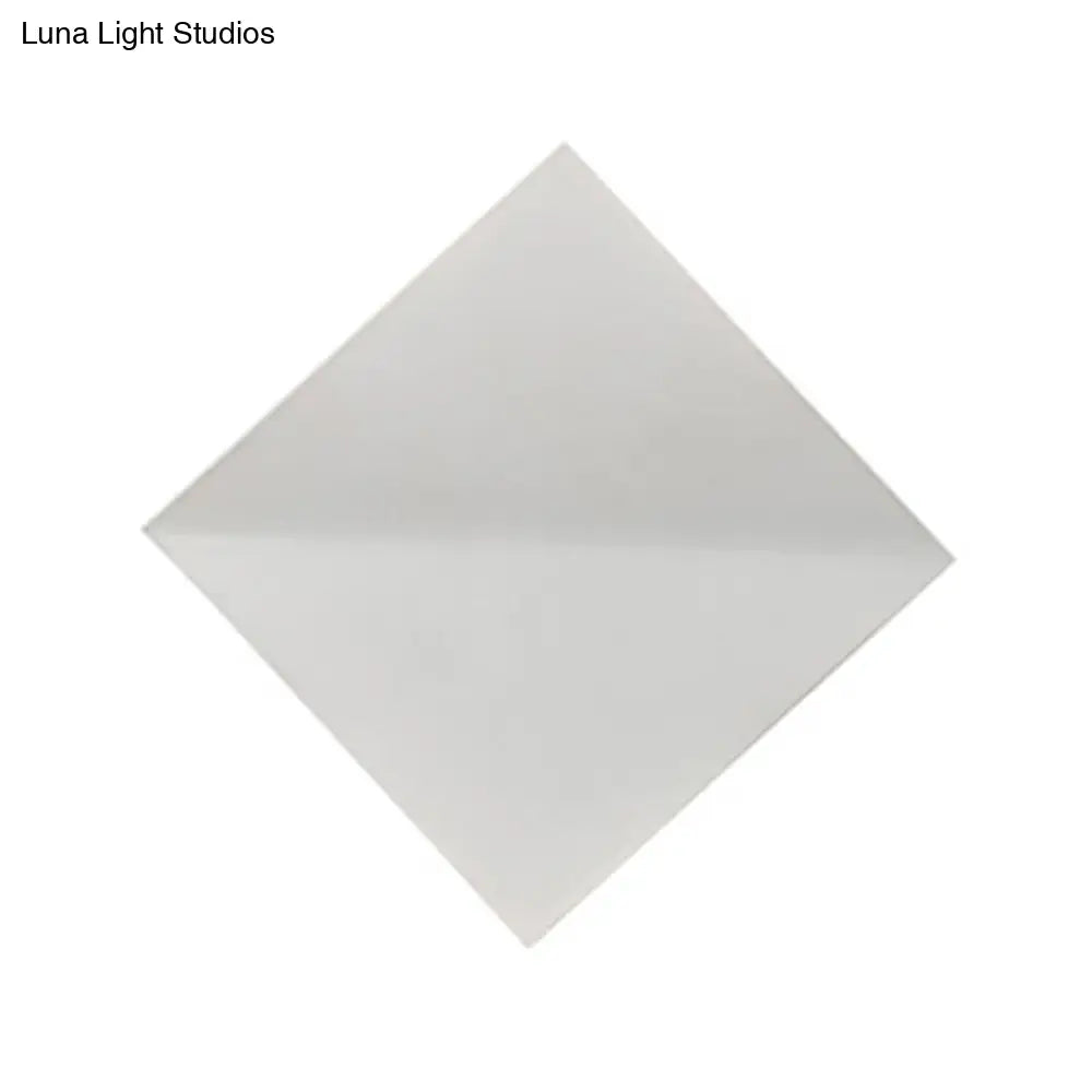 Stylish Curved Wall Sconce With Acrylic Squared Shade: Warm/White Led Bedroom Lamp