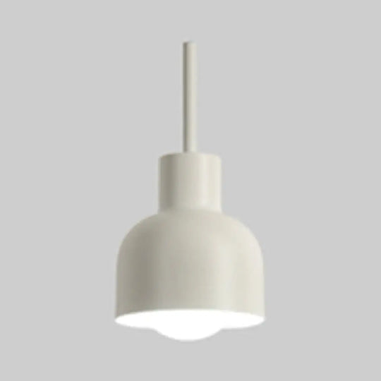 Stylish Domed Pendant Light For Restaurant And Foyer - Aluminum Single Head Hanging Lamp White