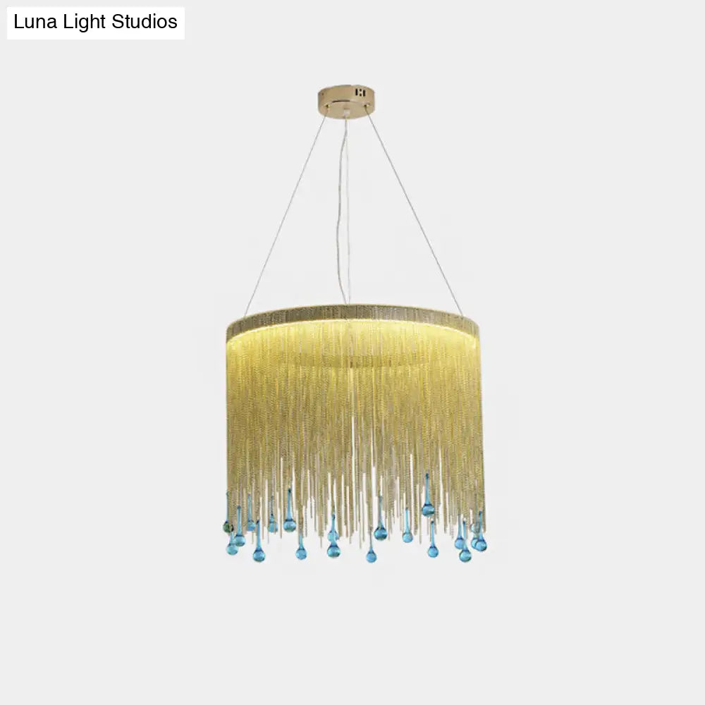 Stylish Fringe Skirt Pendant Lamp: Modern Aluminum Led Hanging Light Fixture