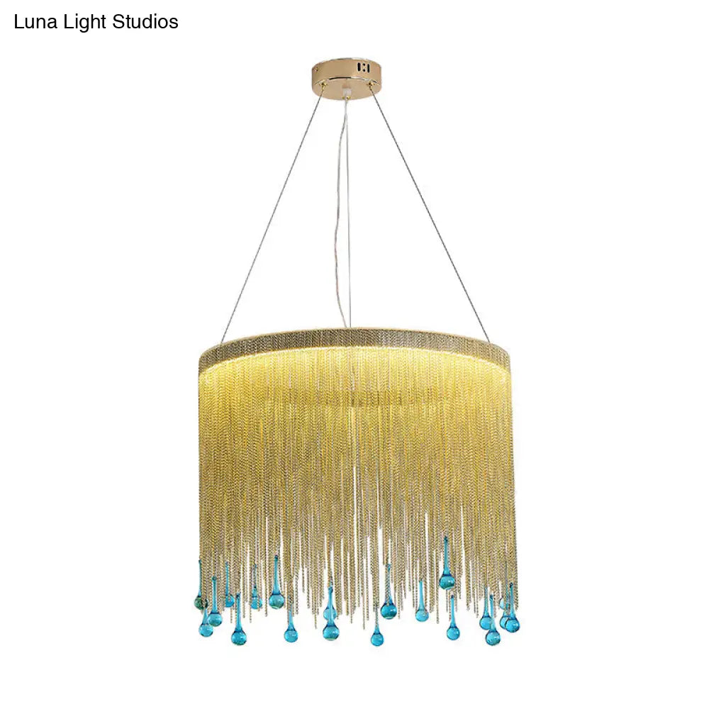 Stylish Fringe Skirt Pendant Lamp: Modern Aluminum Led Hanging Light Fixture