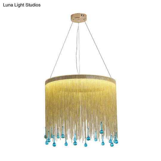 Stylish Fringe Skirt Pendant Lamp: Modern Aluminum Led Hanging Light Fixture