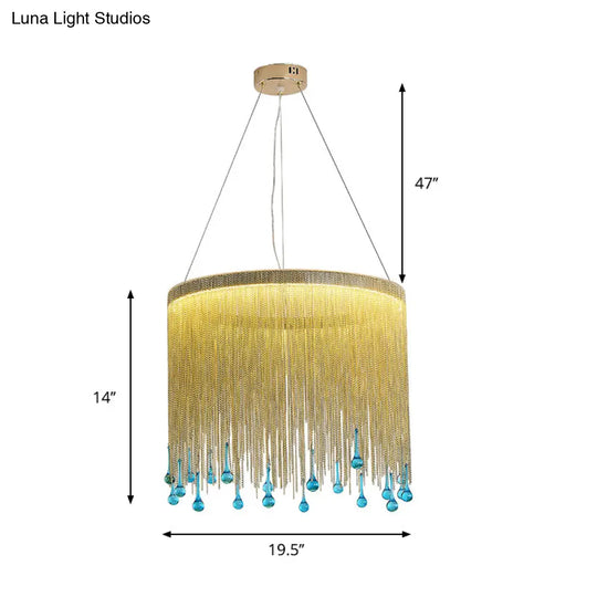 Stylish Fringe Skirt Pendant Lamp: Modern Aluminum Led Hanging Light Fixture