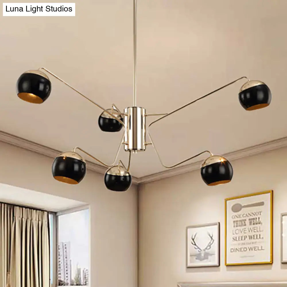 Stylish Globe Shade Chandelier Pendant Light Metal 6/8/12 Heads Black Perfect For Bedroom Lighting