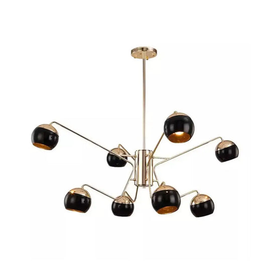 Stylish Globe Shade Chandelier Pendant Light Metal 6/8/12 Heads Black Perfect For Bedroom Lighting 8