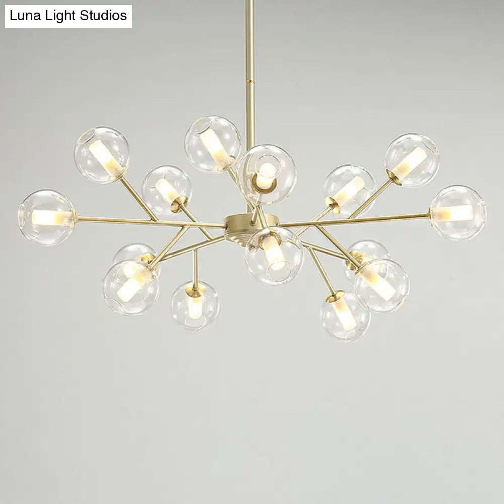 Stylish Gold Branch Chandelier - Postmodern Clear Glass Ceiling Light For Dining Room