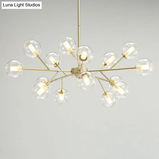 Stylish Gold Branch Chandelier - Postmodern Clear Glass Ceiling Light For Dining Room