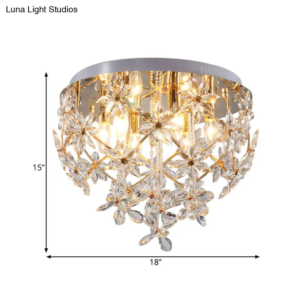 Stylish Gold Crystal Chandelier With 6 - Lights For Dining Table Ceiling Mount
