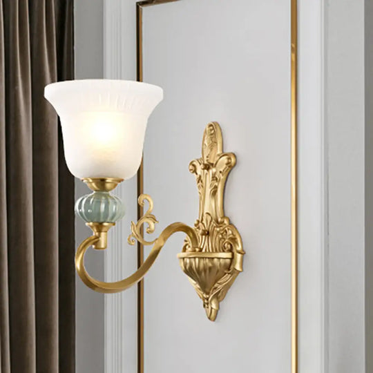 Stylish Half-Head Wall Sconce With Opal Glass Bell Shade - Ideal For Modern Living Rooms 1 / Gold