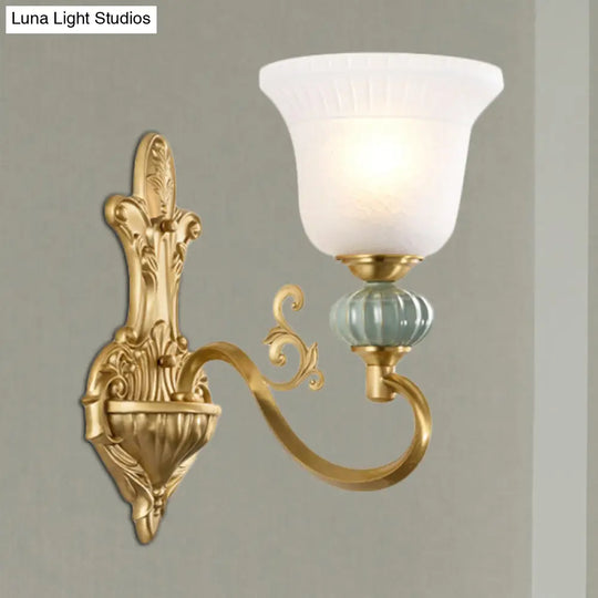 Stylish Half-Head Wall Sconce With Opal Glass Bell Shade - Ideal For Modern Living Rooms