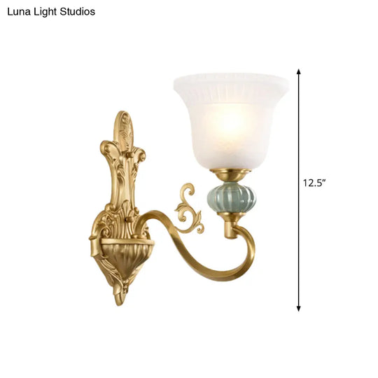 Stylish Half-Head Wall Sconce With Opal Glass Bell Shade - Ideal For Modern Living Rooms