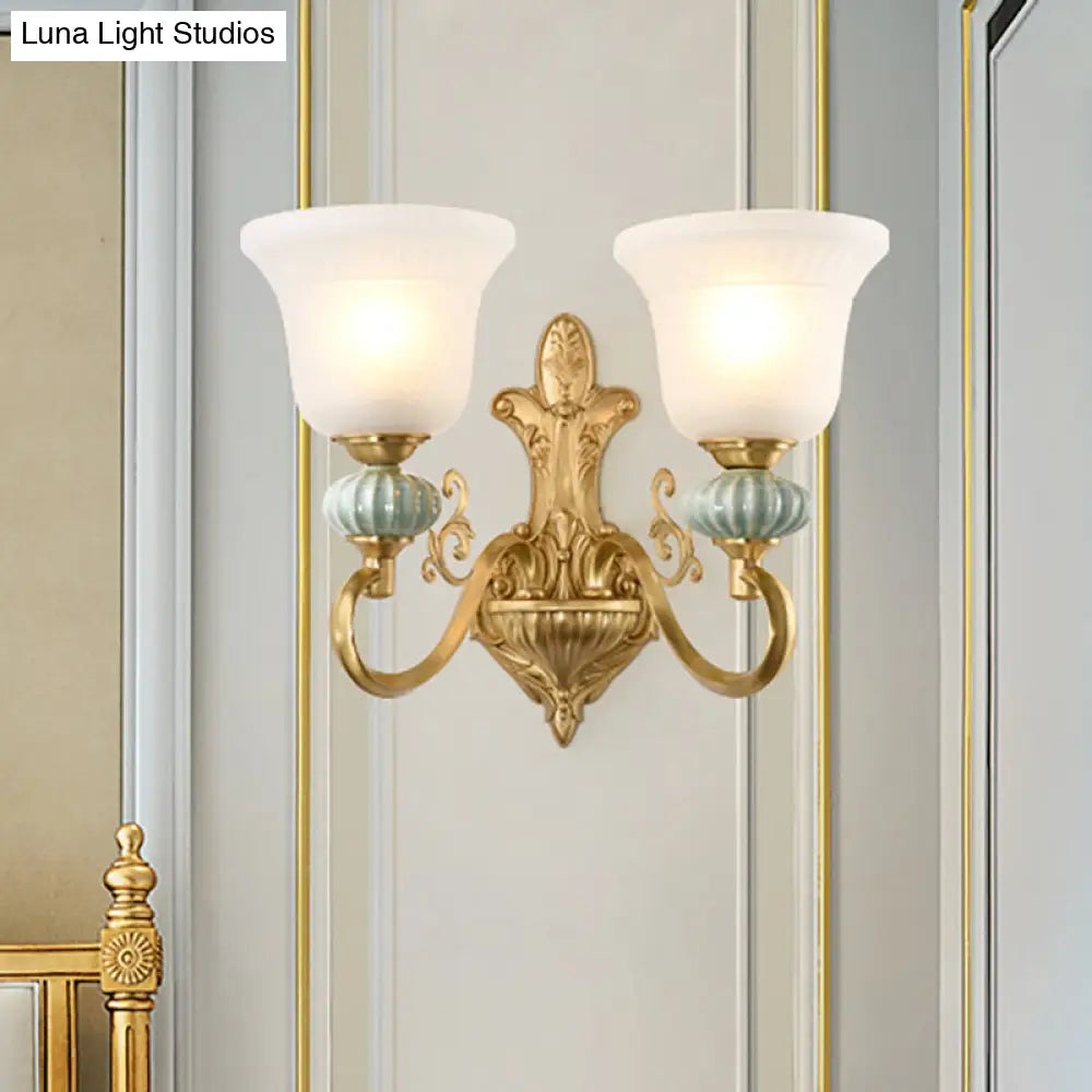 Stylish Half-Head Wall Sconce With Opal Glass Bell Shade - Ideal For Modern Living Rooms