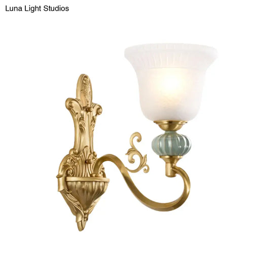 Stylish Half-Head Wall Sconce With Opal Glass Bell Shade - Ideal For Modern Living Rooms