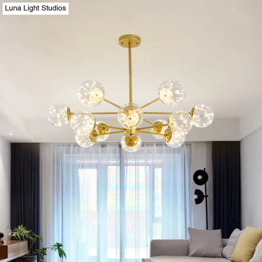 Minimal Starry Led Glass Pendant Light Chandelier With Radial Design 12 / Gold