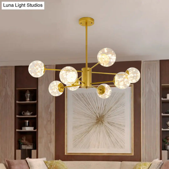 Minimal Starry Led Glass Pendant Light Chandelier With Radial Design 8 / Gold